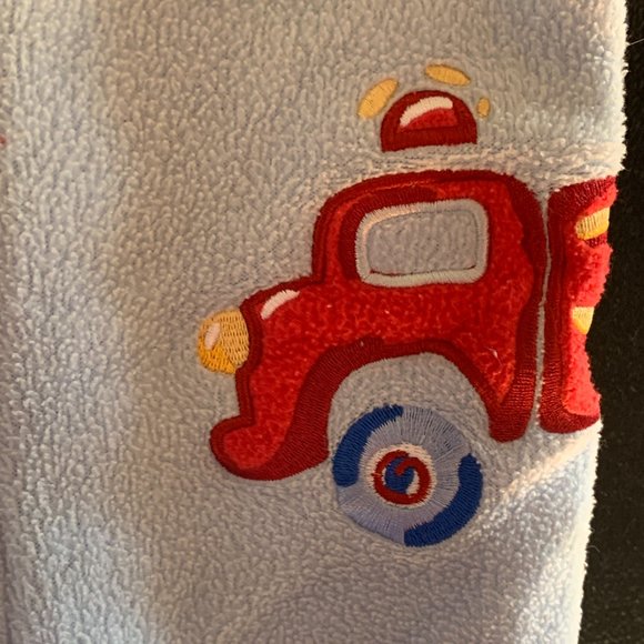 BOYS - sz 6m LITTLE ME fleece one piece footed blanket sleeper blue w/ cars - Picture 5 of 7